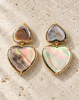 GAS BIJOUX - BOUCLES D'OREILLES GISELE COEUR GRAND MODELE DORÉES - NACGRE GRISE
