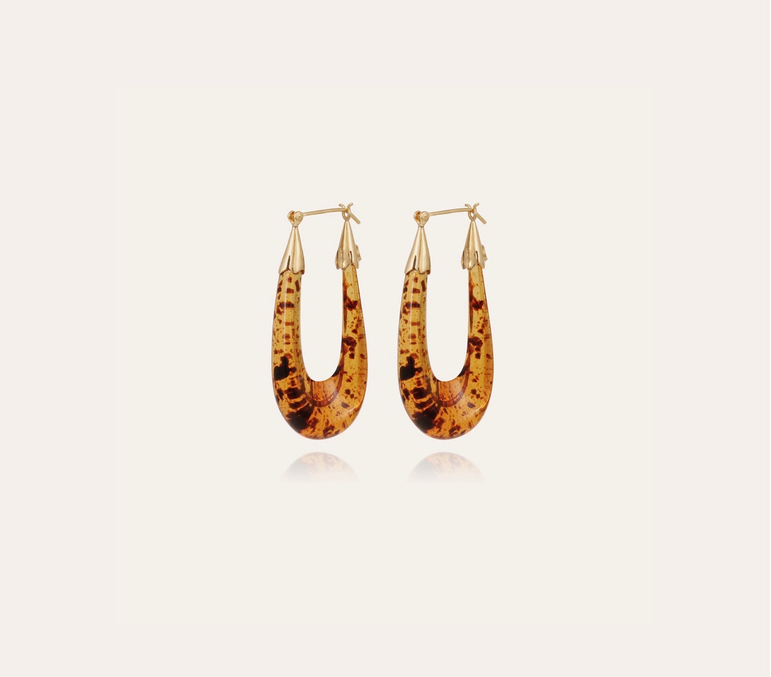 GAS BIJOUX - Boucles d’oreilles Écume acétate dorées - Ecaille