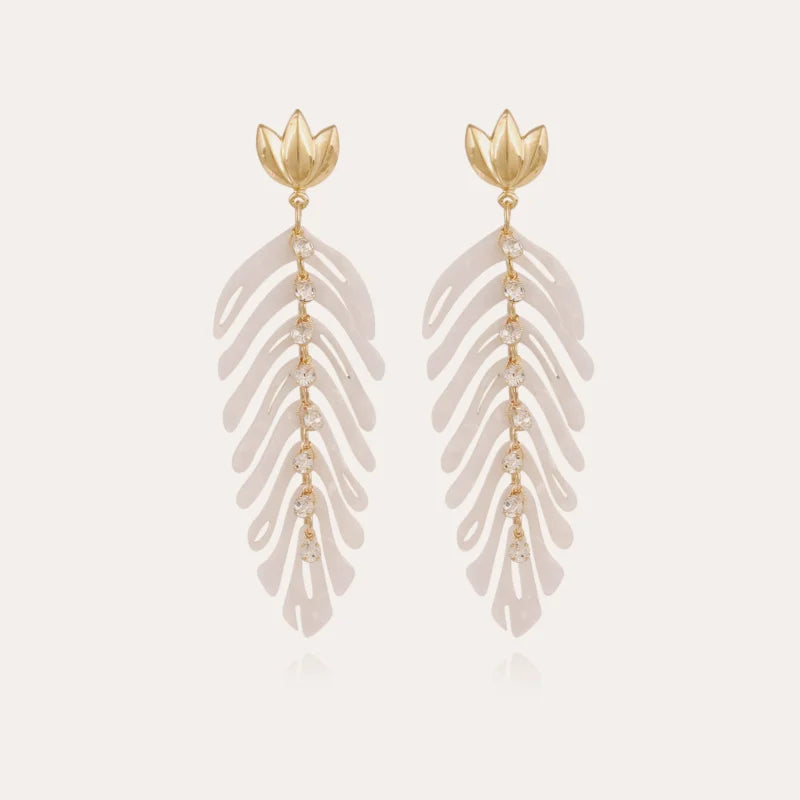 GAS BIJOUX - Boucles d’oreilles Cavallo acétate dorées - Ivoire
