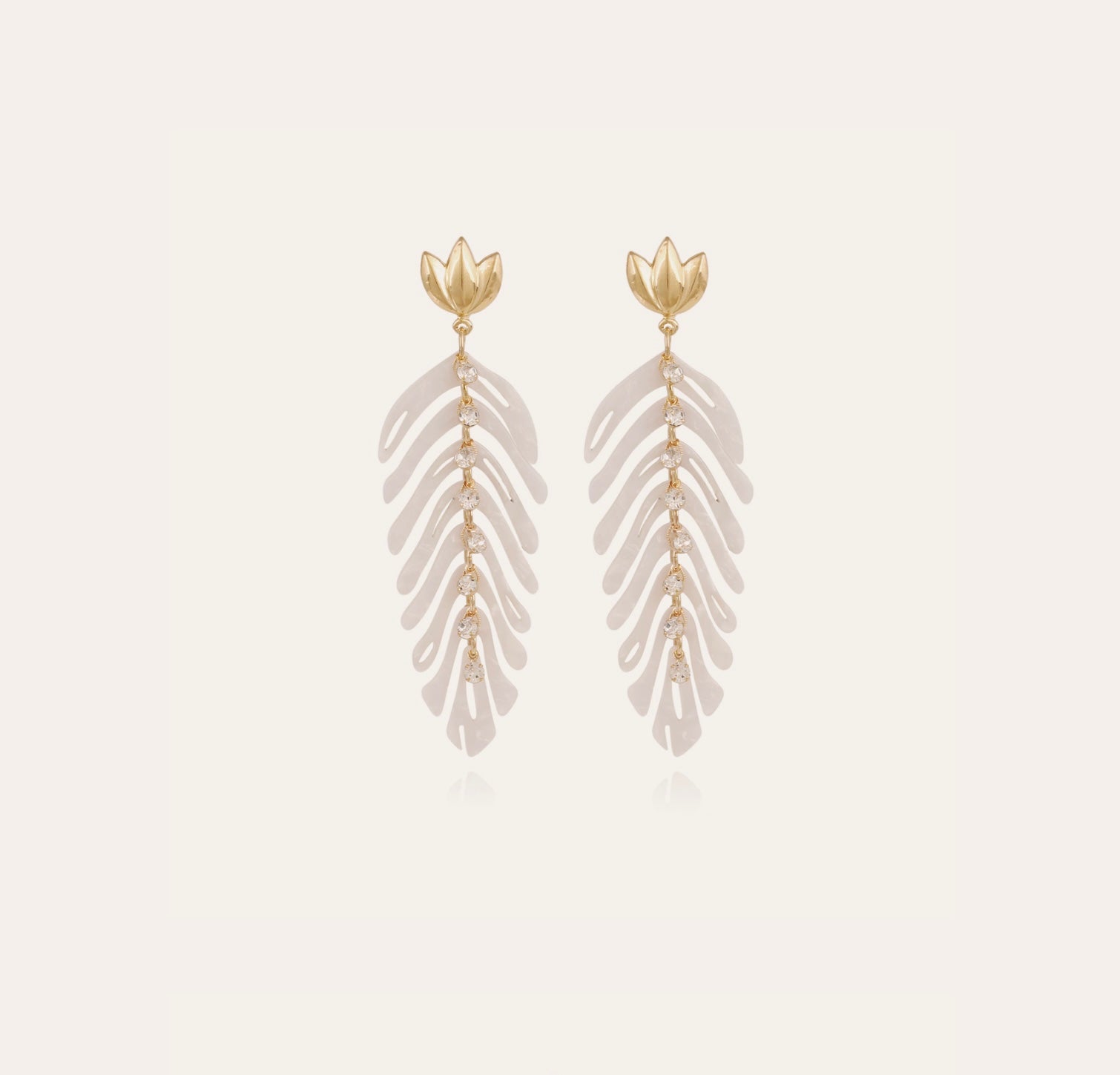 GAS BIJOUX - Boucles d’oreilles Cavallo acétate dorées - Ivoire