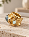 GAS BIJOUX - BAGUE SIMONE DORÉE - VESSONITE - TAILLE S et M