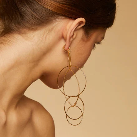 GAS BIJOUX - Boucles d’oreilles torsade multi dorées à l’or fin