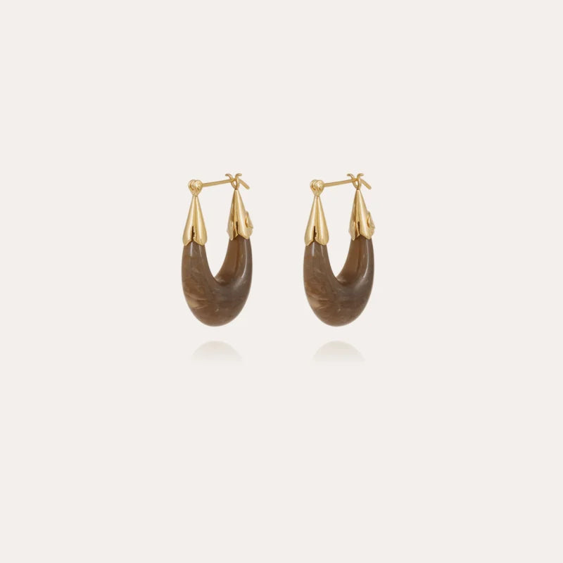 GAS BIJOUX - Boucles d’oreilles petit modèle Écume acétate dorées - Gris
