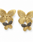 JORGINA - BOUCLES D'OREILLES PAPILLON DOUBLE DORÉES AVEC PAILLETTES - 3 VERSIONS