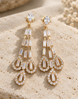 JORGINA - BOUCLES D'OREILLES DORÉES - CRISTAUX BLANCS