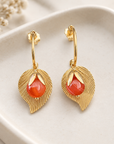 JORGINA - BOUCLES D'OREILLES CRÉOLES DORÉES - CORNALINE