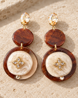 GAS BIJOUX - BOUCLES D'OREILLES DORÉES - ACÉTATE MARRON ET BEIGE