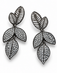 JORGINA - BOUCLES D'OREILLES FEUILLES AVEC CRISTAUX NOIRS