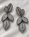 JORGINA - BOUCLES D'OREILLES FEUILLES AVEC CRISTAUX NOIRS