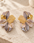 JORGINA - BOUCLES D'OREILLES FLEURS DORÉES ET ÉMAILLÉES - 4 COULEURS