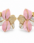 JORGINA - BOUCLES D'OREILLES FLEURS DORÉES ET ÉMAILLÉES - 4 COULEURS