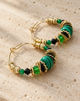 GAS BIJOUX - BOUCLES D'OREILLES CREOLES DORÉES - TONS DE VERTS