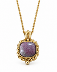 GAS BIJOUX - COLLIER AMARANTE DORÉ - RHODOCHROSITE