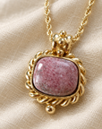 GAS BIJOUX - COLLIER AMARANTE DORÉ - RHODOCHROSITE
