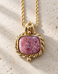 GAS BIJOUX - COLLIER AMARANTE DORÉ - RHODOCHROSITE CLAIRE