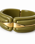 GAS BIJOUX - BRACELET ECUME MÉTAL DORÉ - ACÉTATE VERT OLIVE