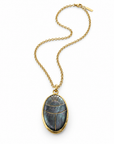 GAS BIJOUX - COLLIER SCARABÉE DORÉ - NACRE GRISE