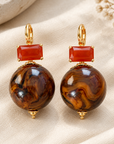 GAS BIJOUX - BOUCLES D'OREILLES DECALCIA DORÉES - MARRON CRISTAL ORANGE