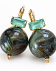 GAS BIJOUX - BOUCLES D'OREILLES DECALCIA DORÉES - KAKI CRISTAL VERT MENTHE