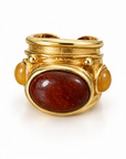 GAS BIJOUX - BAGUE SIMONE DORÉE - JASPE ROUGE ET CITRINE - TAILLE M