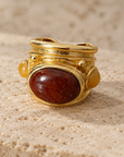 GAS BIJOUX - BAGUE SIMONE DORÉE - JASPE ROUGE ET CITRINE - TAILLE M