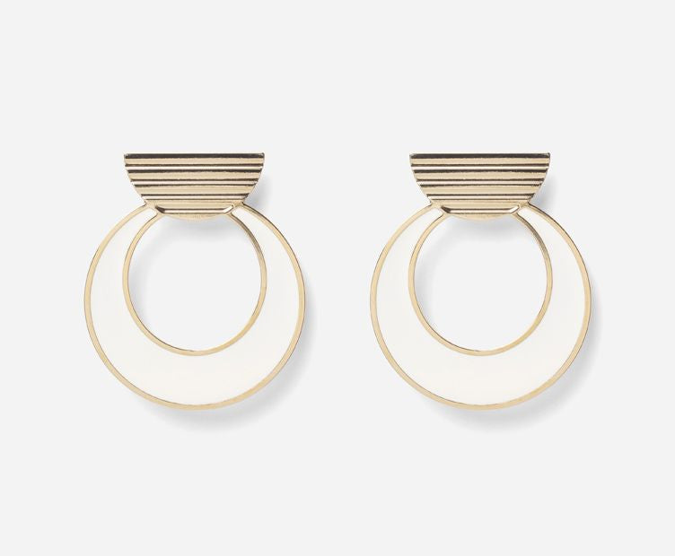 CHIC ALORS - Boucles d’oreilles Géométriques beige et dorée