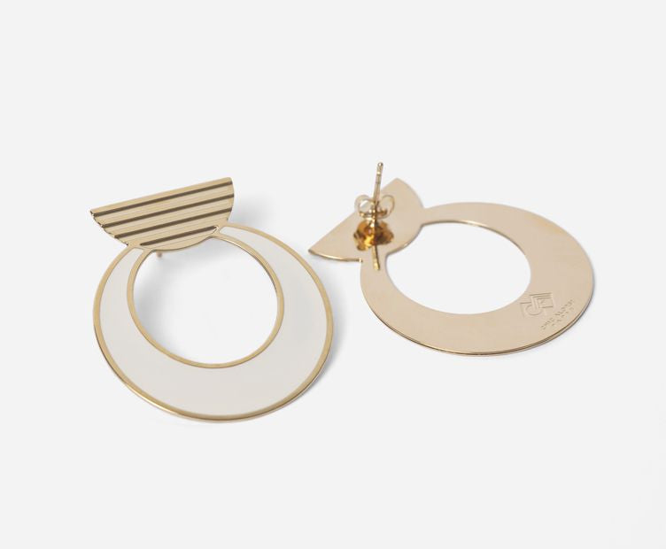 CHIC ALORS - Boucles d’oreilles Géométriques beige et dorée