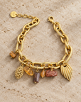 JORGINA - BRACELET PAMPILLES DORÉES - OEIL DE TIGRE ET CITRINE