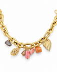 JORGINA - BRACELET PAMPILLES DORÉES - RHODOCRHOSITE ET CORNALINE