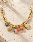 JORGINA - BRACELET PAMPILLES DORÉES - RHODOCRHOSITE ET CORNALINE