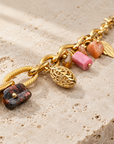 JORGINA - BRACELET PAMPILLES DORÉES - RHODOCRHOSITE ET CORNALINE