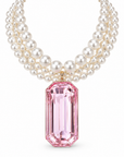 COLLECTION TOPAZE - COLLIER XXL - PERLES ET CABOCHON RECTANGLE FACETTÉ CRISTAL ROSE