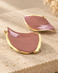 JORGINA - BOUCLES D'OREILLES DORÉES TORSADÉES - EMAIL MARRON CLAIR
