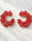 JORGINA - BOUCLES D'OREILLES DORÉES CRISTAUX ROUGES