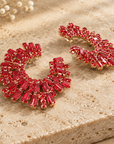 JORGINA - BOUCLES D'OREILLES DORÉES CRISTAUX ROUGES