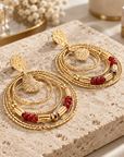 JORGINA - BOUCLES D'OREILLES DORÉES - PERLES NATURELLES