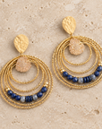 JORGINA - BOUCLES D'OREILLES DORÉES - PERLES NATURELLES LAPIS