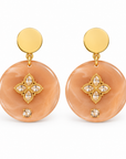 JORGINA - BOUCLES D'OREILLES TIGES DROITES DORÉES - ACÉTATE BEIGE