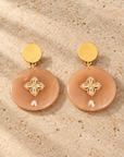 JORGINA - BOUCLES D'OREILLES TIGES DROITES DORÉES - ACÉTATE BEIGE