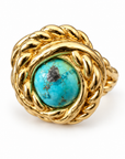 GAS BIJOUX - BAGUE ATIK DORÉE - TURQUOISE - TAILLE 3