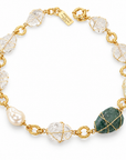 GAS BIJOUX - COLLIER RAINBOW DORÉE PETIT MODELE - CRISTAL DE ROCHE - VESSONITE - PERLE RESINE NACRÉE
