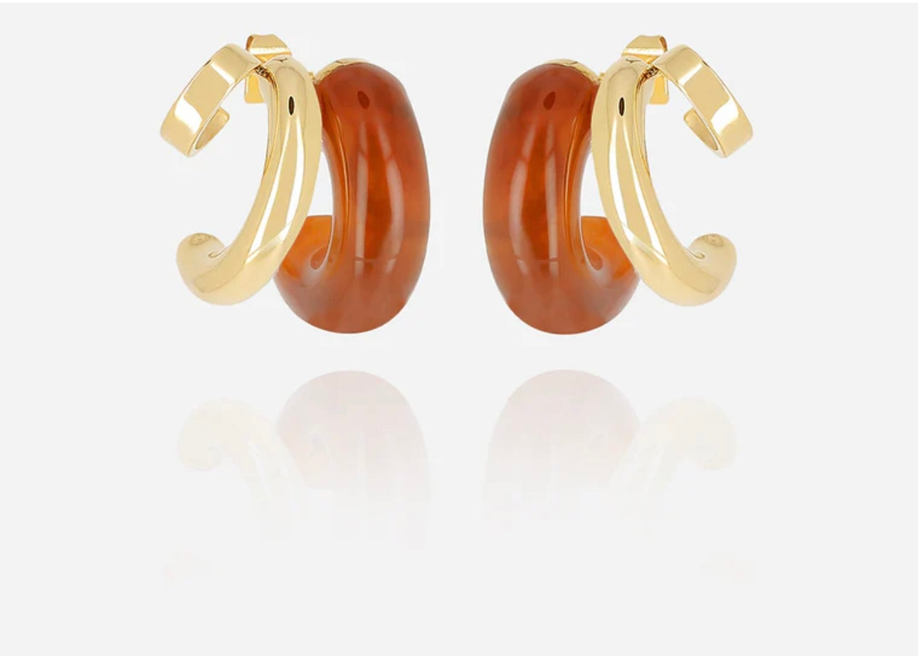 ZAG BIJOUX - Boucles d'oreilles LUCIANA dorées et marron