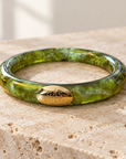 GAS BIJOUX - BRACELET JONC TURNER ACETATE VERT MÉTAL DORÉ