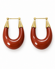 GAS BIJOUX - BOUCLES D'OREILLES ECUME PETIT MODELE MÉTAL DORÉ - ACETATE TERRACOTA