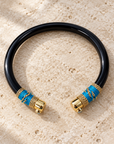 GAS BIJOUX - BRACELET SARINA BIS ACÉTATE NOIR - MÉTAL DORÉ - OEIL DE TIGRE - TAILLE 1