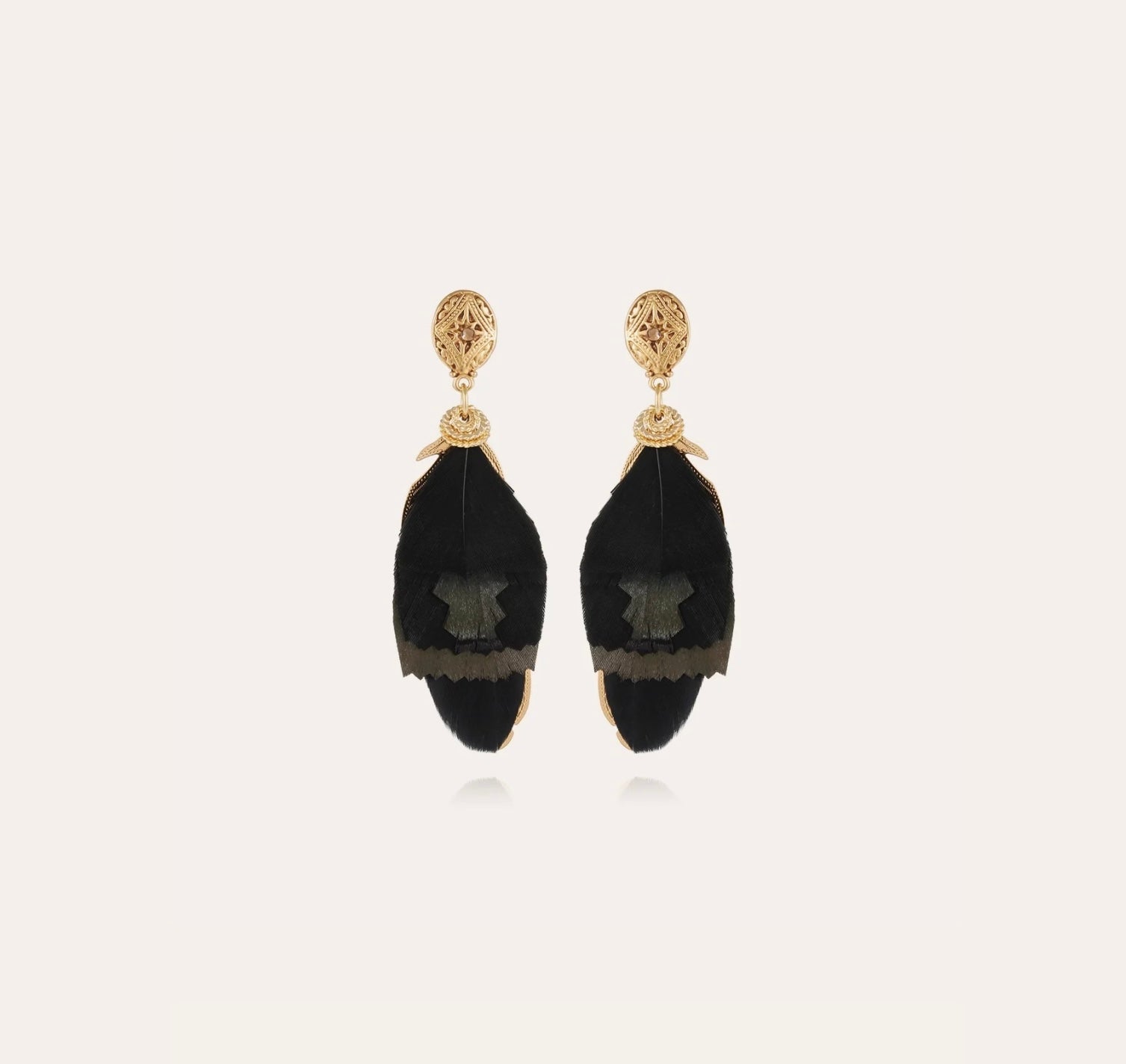 GAS BIJOUX - Boucles d’oreilles SAO noires petit modèle dorées à l’or fin