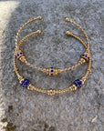 GAS BIJOUX - Bracelet jonc TORSADE 2 strass bleu marine petit modèle doré à l'or fin