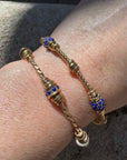 GAS BIJOUX - Bracelet jonc TORSADE 2 strass bleu marine petit modèle doré à l'or fin