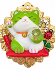 AZAFRAN ROSA - EX-VOTO MANEKI-NEKO VERT - SANTE ET REUSSITE
