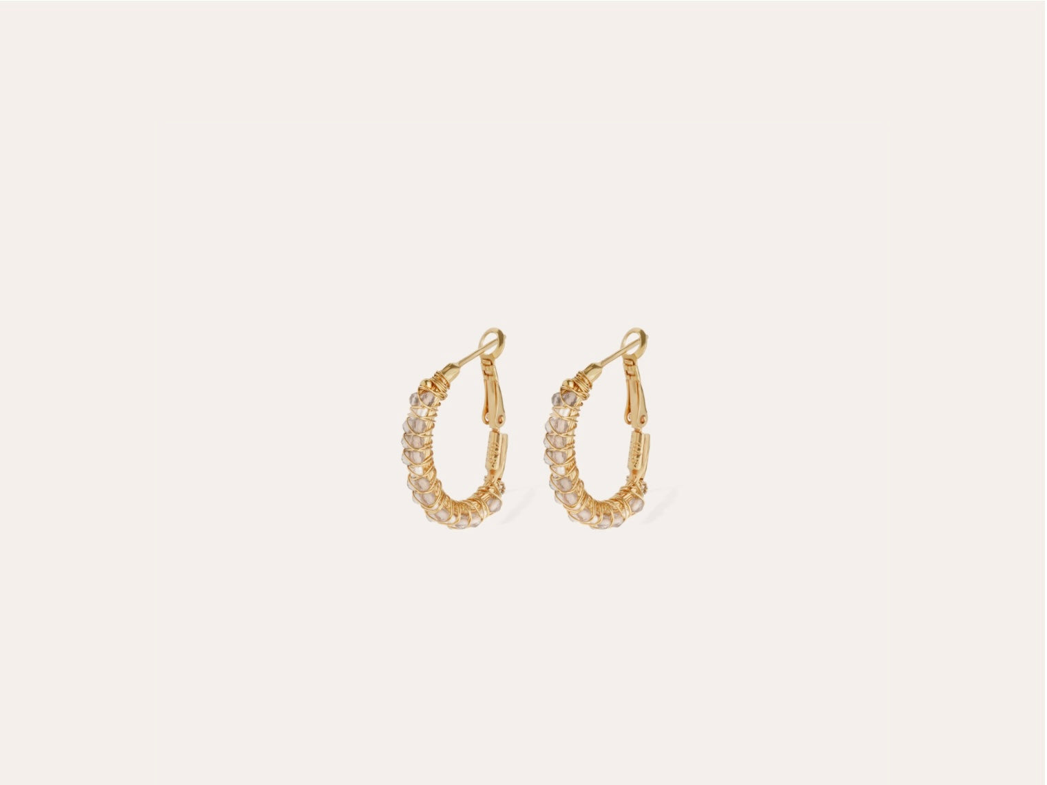 GAS BIJOUX -Boucles d’oreilles créoles LYRE dorées à l’or fin - Nacre blanche et labradorite